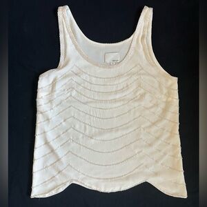 Greylin Cream Beaded Chevron Tank